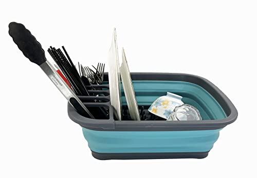 SAMMART 8L Zusammenklappbarer Geschirrabtropfer – Faltbarer Wäscheständer – Tragbarer Geschirr-Organizer – Platzsparende Küchenablage