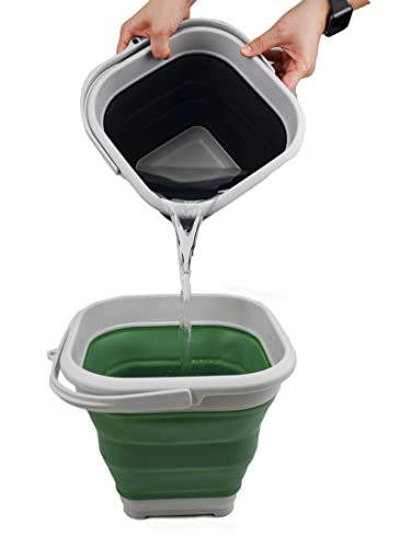 SAMMART 5,5 l zusammenklappbarer quadratischer handlicher Eimer/Faltbarer quadratischer Wassereimer/tragbare Wanne mit Griff.