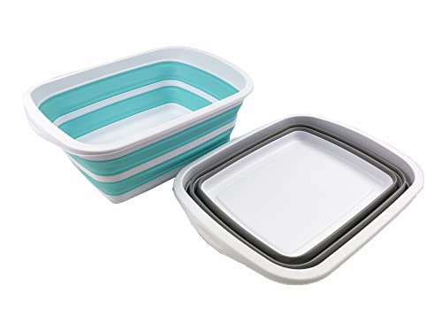 SAMMART 10L Faltbare Wanne – Faltbare Geschirrwanne – Tragbares Waschbecken – Platzsparende Kunststoff-Waschwanne