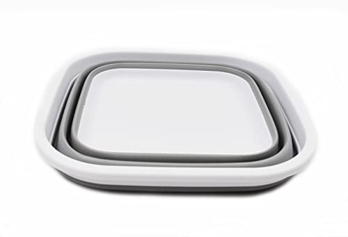 SAMMART 5,5 l (1,4 Gallonen) Set mit 2 faltbaren Wannen – faltbare Geschirrwanne – tragbares Waschbecken – platzsparende Kunststoff-Waschwanne
