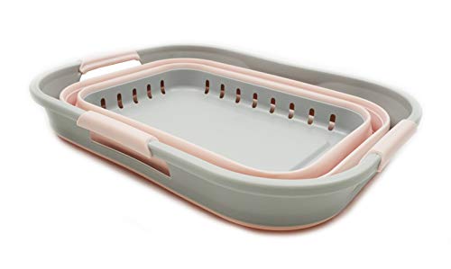 SAMMART Faltbarer Super Mini-Wäschekorb aus Kunststoff, mit 3 Griffen, 19 l, faltbar, Pop-Up-Aufbewahrungsbehälter/Organizer, platzsparender Wäschekorb