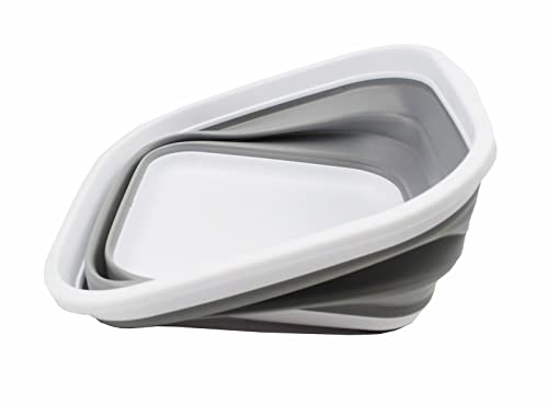 SAMMART 5,5 l (1,4 Gallonen) Set mit 2 faltbaren Wannen – faltbare Geschirrwanne – tragbares Waschbecken – platzsparende Kunststoff-Waschwanne