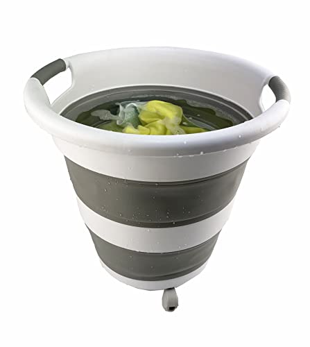 SAMMART Zusammenklappbarer Wäschekorb aus Kunststoff mit Rädern, 34L, Faltbarer Pop-Up-Aufbewahrungsbehälter/Organizer mit Rädern, tragbare Waschwanne, platzsparender Korb