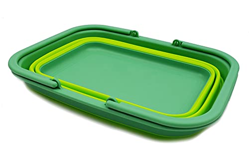 SAMMART 9,2 l zusammenklappbare Kunststoffwanne mit Griff – tragbarer Outdoor-Picknickkorb/Krater/Einkaufstasche – Faltbarer Aufbewahrungsbehälter – platzsparend