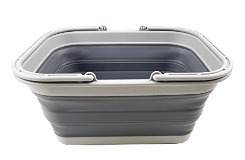 SAMMART 12L zusammenklappbare Wanne mit Griff – Tragbarer Outdoor-Picknickkorb/Krater – Faltbare Einkaufstasche – Platzsparender Aufbewahrungsbehälter