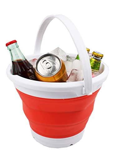 SAMMART 5,5 l (1,4 Gallonen) Set mit 3 zusammenklappbaren Kunststoffeimern – Faltbare runde Wanne – tragbarer Wassereimer zum Angeln – platzsparender Wassertopf für den Außenbereich.
