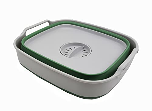 SAMMART 7,5 l zusammenklappbare Geschirrpfanne mit Ablassschraube – faltbares Waschbecken – tragbare Geschirrspülwanne – platzsparende Küchenaufbewahrungswanne
