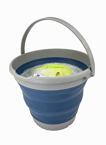 SAMMART 10L zusammenklappbarer Kunststoffeimer–Faltbare runde Wanne – tragbarer Wassereimer zum Angeln – platzsparender Wassertopf für den Außenbereich.