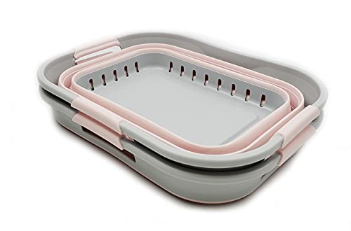 SAMMART 19L Super Mini Zusammenklappbarer Kunststoffkorb mit 3 Griffen – Faltbarer Pop-Up-Aufbewahrungsbehälter/Organizer – Platzsparender Geschenkkorb/Korb