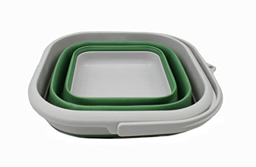 SAMMART 5,5 l zusammenklappbarer quadratischer handlicher Eimer/Faltbarer quadratischer Wassereimer/tragbare Wanne mit Griff.
