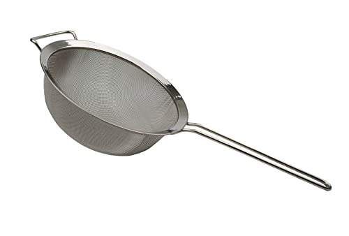 SAMMART 23 cm Edelstahlsieb mit Griff – rundes Sieb mit breiterem Reifen