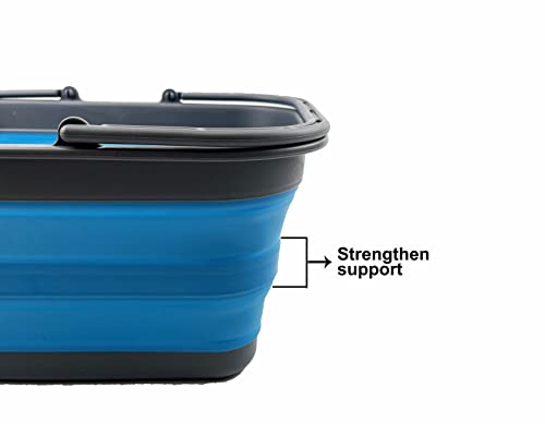 SAMMART 12L zusammenklappbare Wanne mit Griff – Tragbarer Outdoor-Picknickkorb/Krater – Faltbare Einkaufstasche – Platzsparender Aufbewahrungsbehälter
