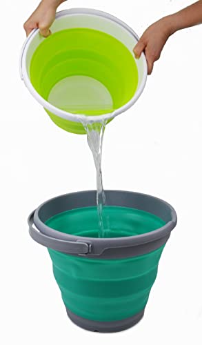SAMMART 10L zusammenklappbarer Plastikeimer - Faltbare runde Wanne - Tragbarer Wassereimer zum Angeln - Platzsparender Outdoor-Wassertopf. Größe 31cm Durchmesser