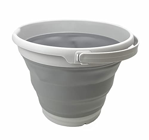SAMMART 10L zusammenklappbarer Kunststoffeimer – Faltbare runde Wanne – tragbarer Wassereimer zum Angeln – platzsparender Wassertopf für den Außenbereich. Größe 31 cm Durchmesser