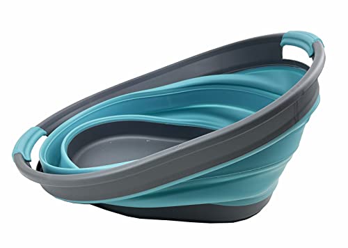 SAMMART Wäschekorb aus Kunststoff, zusammenklappbar, 23 l, ovale Wanne/Korb – faltbarer Aufbewahrungsbehälter/Organizer – tragbare Waschwanne – platzsparender Wäschekorb