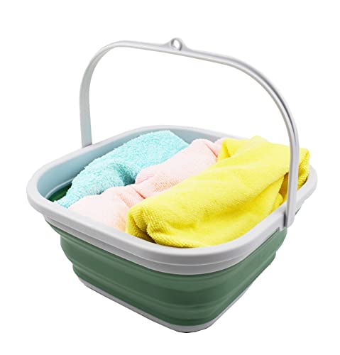 SAMMART 5,5 l zusammenklappbarer quadratischer handlicher Eimer/Faltbarer quadratischer Wassereimer/tragbare Wanne mit Griff.