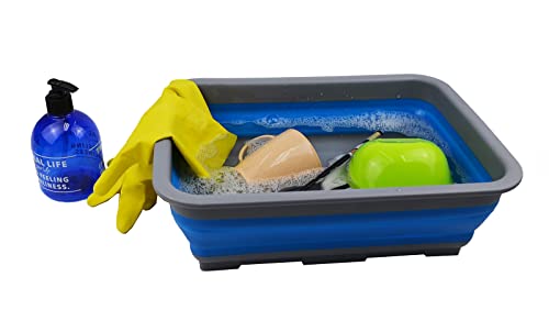 SAMMART 7L zusammenklappbare Wanne – Faltbare Geschirrwanne – tragbares Waschbecken – platzsparende Kunststoff-Waschwanne