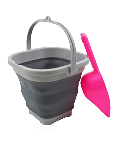 'SAMMART 2,6 l Super Mini Quadratischer Faltbarer Kunststoffeimer – Faltbare quadratische Wanne – Tragbarer Angelwassereimer – Platzsparender Outdoor-Wassertopf
