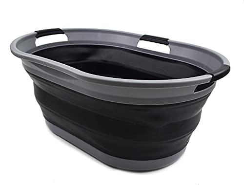 SAMMART Faltbarer Wäschekorb aus Kunststoff, 44 l, faltbarer Pop-Up-Aufbewahrungsbehälter/Organizer, tragbare Waschwanne, platzsparender Wasserkorb, Wasserkapazität: 35 l