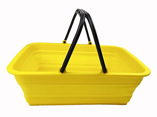 SAMMART 8L Zusammenklappbarer Korb mit Griff – Tragbarer Outdoor-Picknickkorb/Krater – Faltbare Einkaufstasche – Platzsparender Aufbewahrungsbehälter