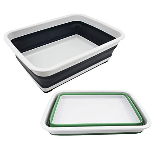 SAMMART 8L zusammenklappbarer Wanne, zusammenklappbar, tragbares Waschbecken, platzsparende Kunststoff-Waschwanne