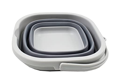 'SAMMART 2,6 l Super Mini Quadratischer Faltbarer Kunststoffeimer – Faltbare quadratische Wanne – Tragbarer Angelwassereimer – Platzsparender Outdoor-Wassertopf