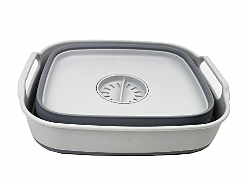 SAMMART 7,5 l zusammenklappbare Geschirrpfanne mit Ablassschraube – faltbares Waschbecken – tragbare Geschirrspülwanne – platzsparende Küchenaufbewahrungswanne