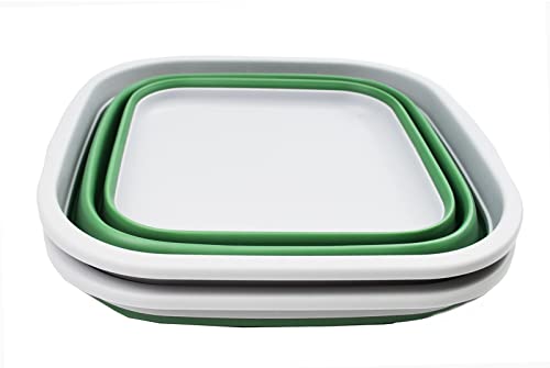 SAMMART 5,5 l (1,4 Gallonen) Set mit 2 faltbaren Wannen – faltbare Geschirrwanne – tragbares Waschbecken – platzsparende Kunststoff-Waschwanne