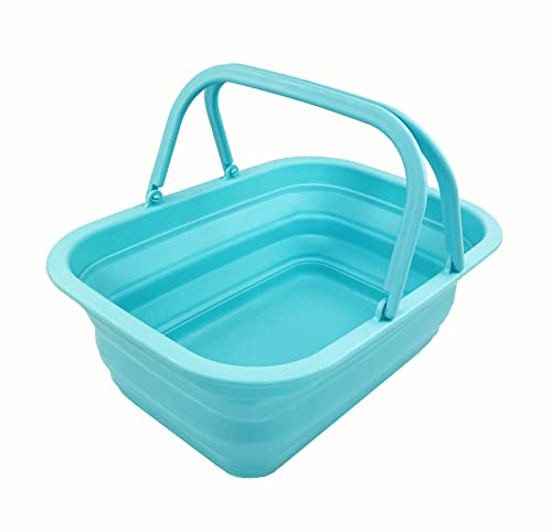 SAMMART 9,2 l zusammenklappbare Wanne mit Griff – tragbarer Picknickkorb für den Außenbereich – Faltbare Einkaufstasche – platzsparender Aufbewahrungsbehälter