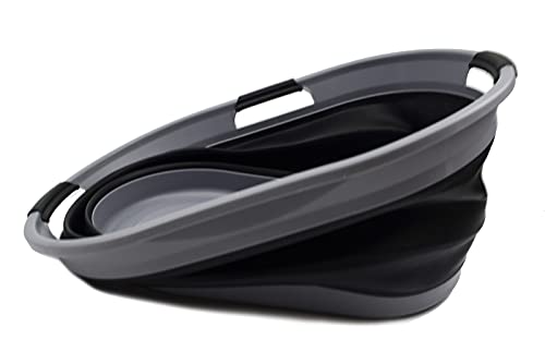 SAMMART Faltbarer Wäschekorb aus Kunststoff, 44 l, faltbarer Pop-Up-Aufbewahrungsbehälter/Organizer, tragbare Waschwanne, platzsparender Wasserkorb, Wasserkapazität: 35 l