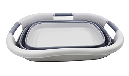 SAMMART Wäschekorb, faltbar, Kunststoff, 30 l, faltbar, Pop-Up-Aufbewahrungsbehälter/Organizer – tragbare Waschwanne – platzsparender Wäschekorb