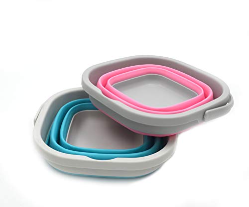 SAMMART 2,6L Super Mini quadratischer zusammenklappbarer Plastikeimer - Faltbare quadratische Wanne - tragbarer Angelwassereimer - platzsparender Wassertopf im Freien