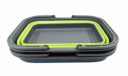 SAMMART 12L zusammenklappbare Wanne mit Griff – Tragbarer Outdoor-Picknickkorb/Krater – Faltbare Einkaufstasche – Platzsparender Aufbewahrungsbehälter