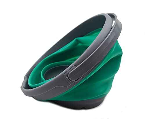 SAMMART Faltbarer Kunststoffeimer für den Außenbereich, 10 l, 2 Stück, zusammenklappbar, runde Wanne, tragbarer Wassereimer zum Angeln, platzsparend, 31 cm