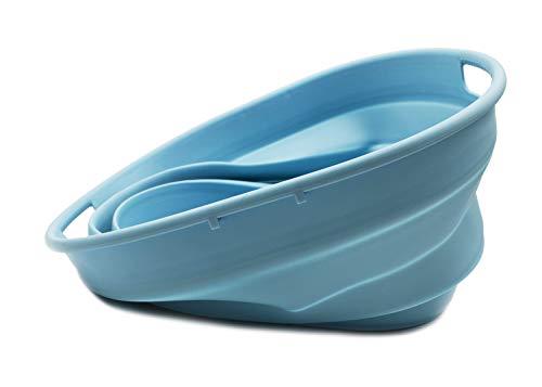 SAMMART Faltbarer ovaler Wäschekorb, 25 l, zusammenklappbar, Aufbewahrungsbehälter/Organizer, tragbare Waschwanne, platzsparender Wäschekorb, Haustier-Badewanne, Wasserkapazität 20 l
