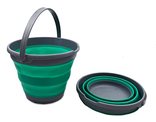 SAMMART Faltbarer Kunststoffeimer für den Außenbereich, 10 l, 2 Stück, zusammenklappbar, runde Wanne, tragbarer Wassereimer zum Angeln, platzsparend, 31 cm