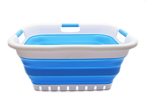 SAMMART Collapsible Plastic Laundry Basket - Foldable Pop Up Storage Container/Organizer - Portable Washing Tub - Space Saving Hamper/Basket