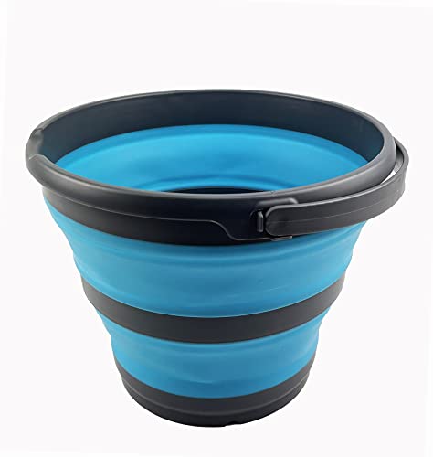 SAMMART 10L zusammenklappbarer Kunststoffeimer – Faltbare runde Wanne – tragbarer Angelwassereimer – platzsparender Outdoor-Wassertopf, Größe 33 cm Durchmesser