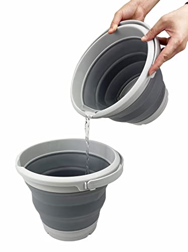SAMMART 5,5 l zusammenklappbarer Kunststoffeimer mit Deckel – Faltbare runde Wanne mit Deckel – tragbarer Wassereimer zum Angeln – platzsparender Wassertopf für den Außenbereich.