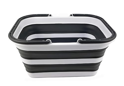 SAMMART 12L zusammenklappbare Wanne mit Griff – tragbarer Outdoor-Picknickkorb/Krater – Faltbare Einkaufstasche – platzsparender Aufbewahrungsbehälter