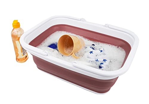 SAMMART 9,2 l zusammenklappbarer Kunststoffeimer – Faltbare runde Wanne – tragbarer Wassereimer zum Angeln – platzsparender Wassertopf für den Außenbereich