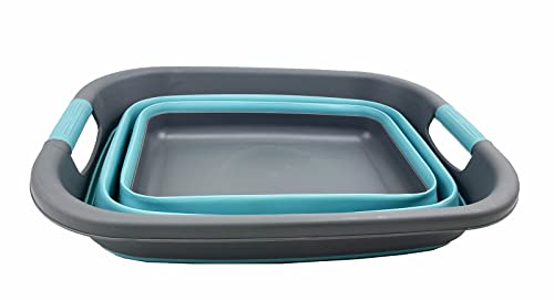 SAMMART 25L Zusammenklappbarer Wäschekorb / -wanne - faltbarer Aufbewahrungsbehälter/Organizer - tragbarer Waschbehälter - platzsparender Korb - Kofferraum-Aufbewahrungsbox