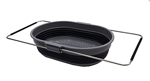 SAMMART 5L Erweiterbares und zusammenklappbares TPE/PP-Oval-Sieb über dem Waschbecken