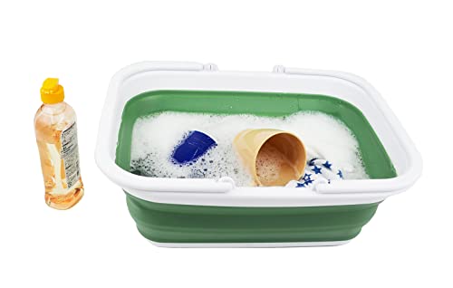 SAMMART 9,2 l zusammenklappbarer Kunststoffeimer – Faltbare runde Wanne – tragbarer Wassereimer zum Angeln – platzsparender Wassertopf für den Außenbereich