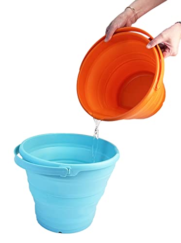 SAMMART 10L zusammenklappbarer Kunststoffeimer – Faltbare runde Wanne – tragbarer Wassereimer zum Angeln – platzsparender Wassertopf für den Außenbereich