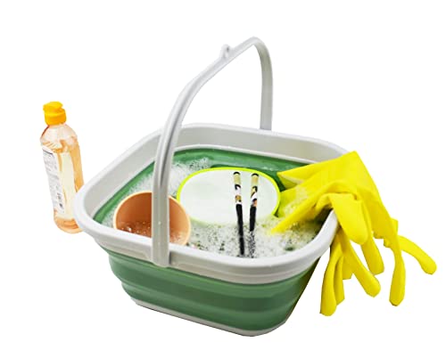 SAMMART 5,5 l zusammenklappbarer quadratischer handlicher Eimer/Faltbarer quadratischer Wassereimer/tragbare Wanne mit Griff.