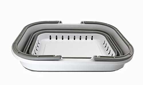 SAMMART Zusammenklappbarer handlicher Eimer/Rechteckige Wanne/Wäschekorb/Quadratische Wanne/Korb mit Griff