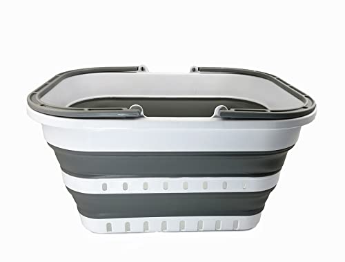 SAMMART Zusammenklappbarer handlicher Eimer/Rechteckige Wanne/Wäschekorb/Quadratische Wanne/Korb mit Griff