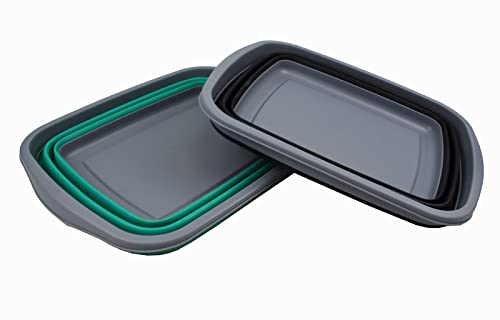 SAMMART 10L Set mit 2 zusammenklappbaren Wannen – Faltbare Geschirrwanne – tragbares Waschbecken – platzsparende Kunststoff-Waschwanne