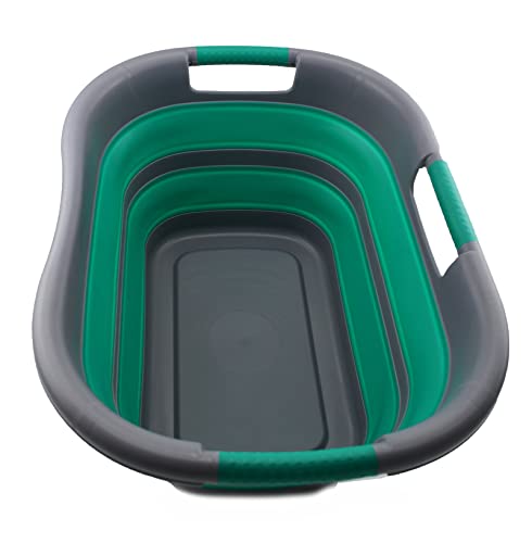 SAMMART Faltbarer Wäschekorb aus Kunststoff, 30 l, faltbar, Pop-Up-Aufbewahrungsbehälter/Organizer, tragbare Wäschewanne, platzsparender Wäschekorb/Korb